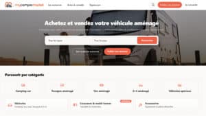 Page d’accueil MyCamperMarket avec camping-car et recherche